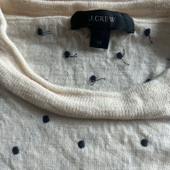 Women's J Crew Cream Polka Dot Sweater size medium - Picture 3 of 5